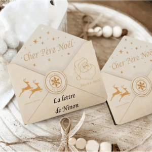 Enveloppe en bois personnalisée pour la lettre au Père Noël